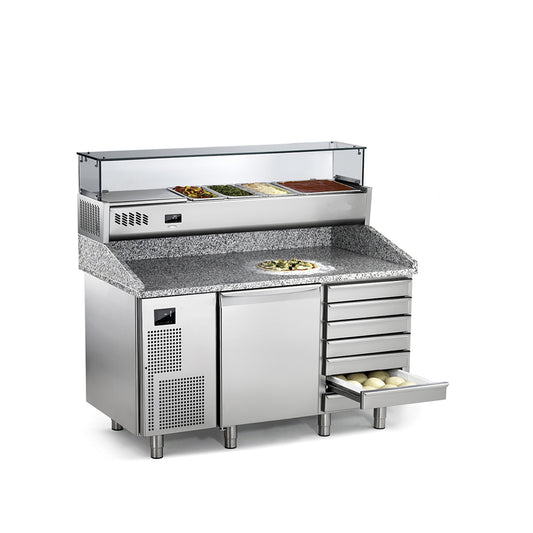 Banco pizza refrigerato con vetrina