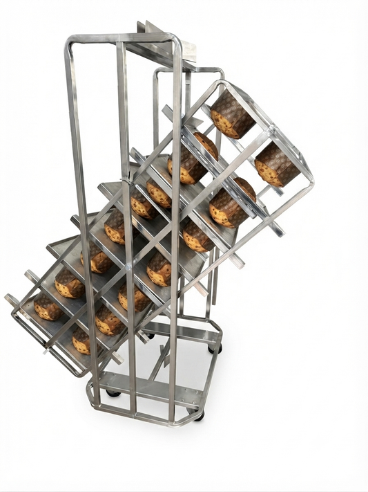 Chariot Rotatif en Acier Inox pour Panettone et Colomba pour Fours Rotor