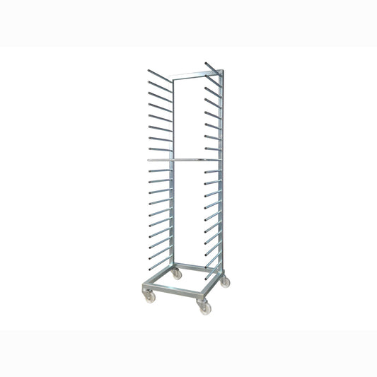 Tray rack trolley with pegs