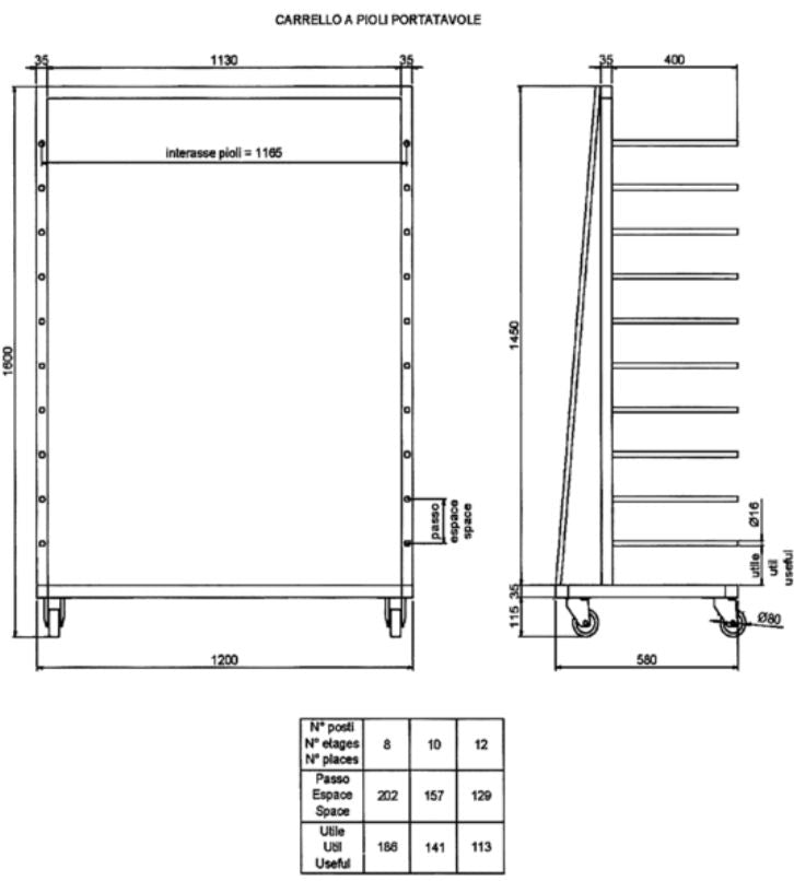 Carrello a Pioli Porta Tavole