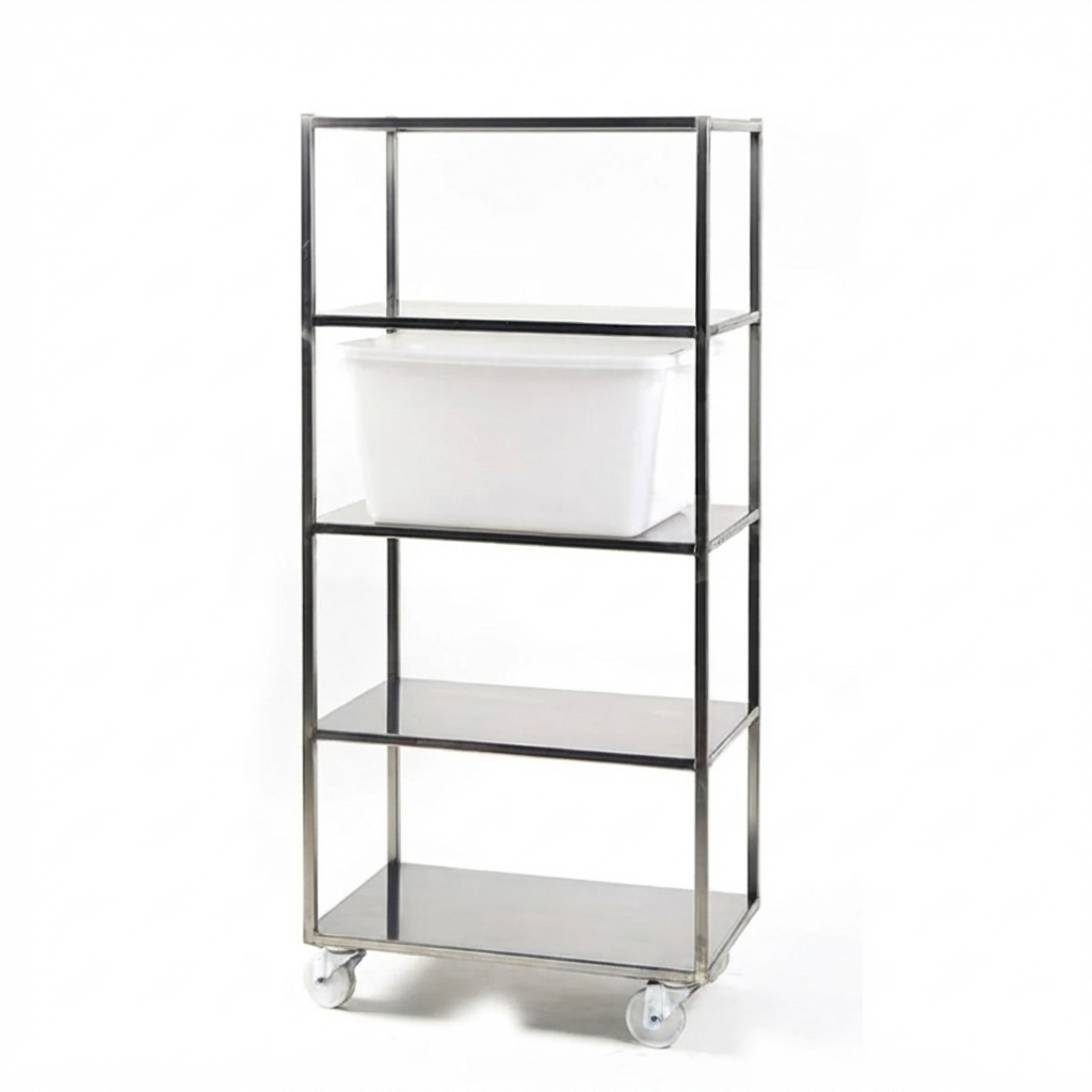 Carrello Porta Ceste a Piani Acciaio Inox 40x60cm